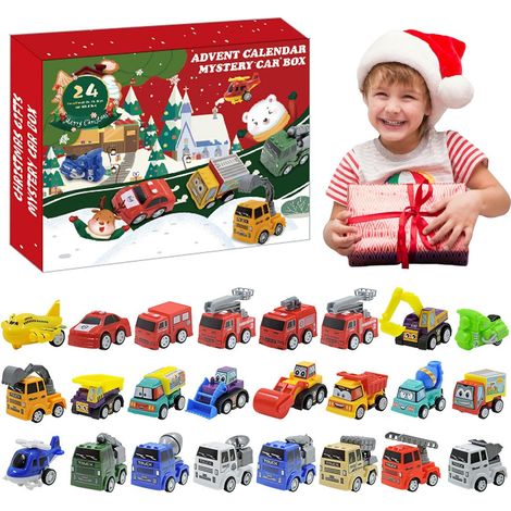 Andere Weihnachtsdekorationen – Adventskalender für Kinder – Countdown-Kalender für Kinder – 24-Tage-Countdown-Kalender – Geschenkbox mit 24 Mini-Rückziehfahrzeugen – Weihnachtsgeschenke (1/5)