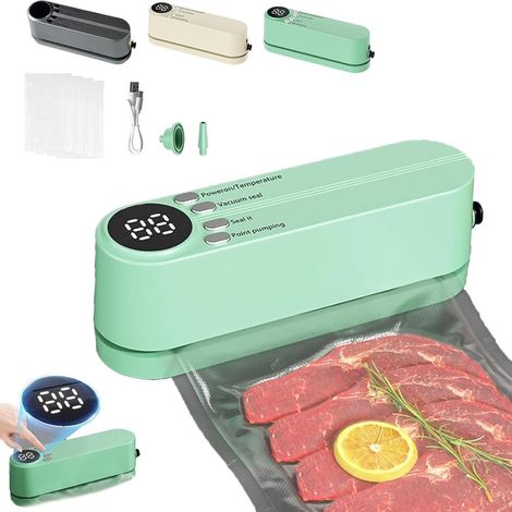 Dernier modèle 2025 : Mini scelleuse sous vide sans fil 3 en 1. Gardez vos aliments frais et bien plus encore. Mini scelleuse sous vide sans fil, aspirateur portatif. (1/5)