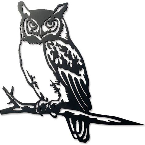 Décoration Murale en Métal en Forme de Hibou, Sculpture en Silhouette D'Oiseau Sur une Branche Décor Feuilles avec Oiseaux Ornement en Métal Panneau Suspendu pour Maison Salle Bain 30cm (1/3)