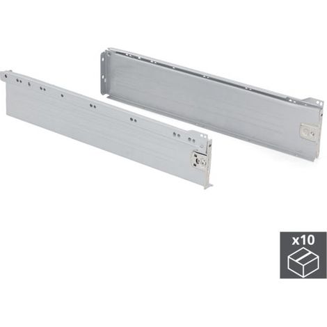 Lote de 10 cajones de cocina Ultrabox, altura 118mm, profundidad 500mm, Acero, Gris metalizado -