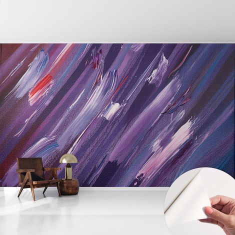 Tapete Selbstklebend - Wandtapete modern - Tapete mit Motiv - Tapete Schlafzimmer Farbenfrohe Pinselstriche 416x254 cm (1/5)