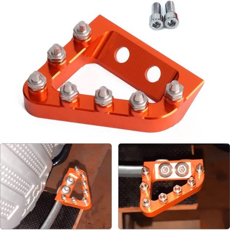 Pédale de Frein Arrière Moto,CNC en Aluminium Embout Pedale de Frein Pedale Frein pour SX SXF EXC EXCF XC XCW XCF Dirt Bikes-Orange (1/5)