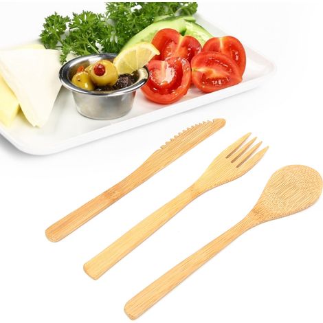 Set aus 3 japanischen Küchenutensilien: Gabel, Löffel und Messer. Geschirr für den Haushalt. (1/5)