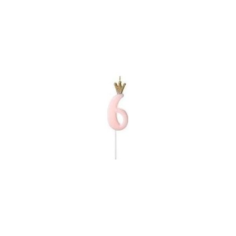 Geburtstagskerze 6 hellrosa 9,5 cm