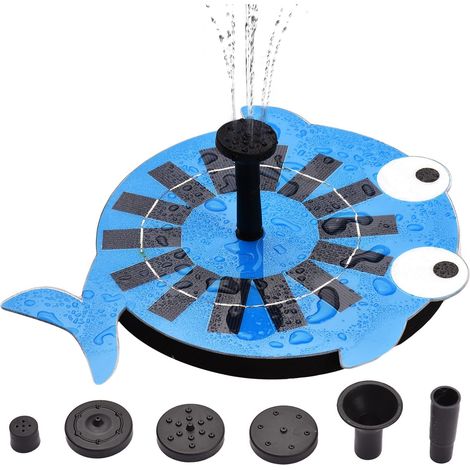 2W Solar Fountain Pump, Cute Whale Solar Fountain, with 4 Nozzles, DIY Birdbath Fountain Pump, Solar Pond Pump,Floating Water Fountain Panel Kit (1/5)