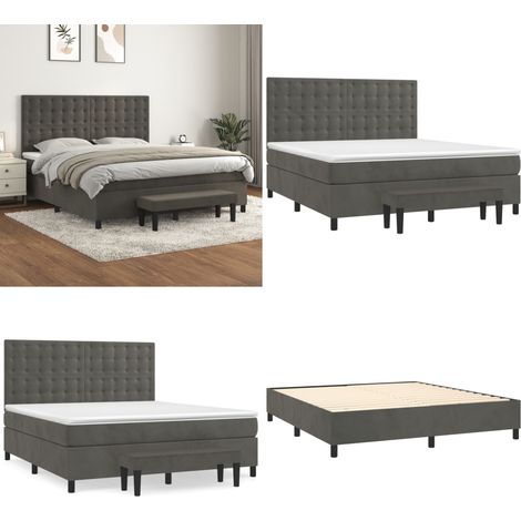 Boxspringbett mit Matratze Dunkelgrau 180x200 cm Samt - Samtbett - Boxspringbett - Doppelbett - Bettauflage - Nachttisch - Home & Living (1/5)