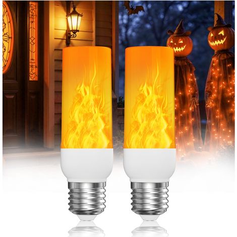 E27 LED Ampoules Effet de Flamme, Flackernde Lumière Effet 3W Lampe Extérieure Flackerlight, 1300K Blanc Chaud avec 3 Modes d'éclairage pour Halloween Maison Jardin Fête Mariage Déco (1/5)