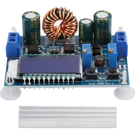 Module Régulateur de Tension Boost Buck Ajustable HW-140 avec Affichage Numérique LCD et Ailette de Refroidissement (1/5)