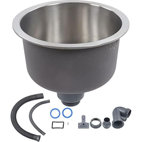 Mini évier inox rond 30cm avec vidange (1/5)
