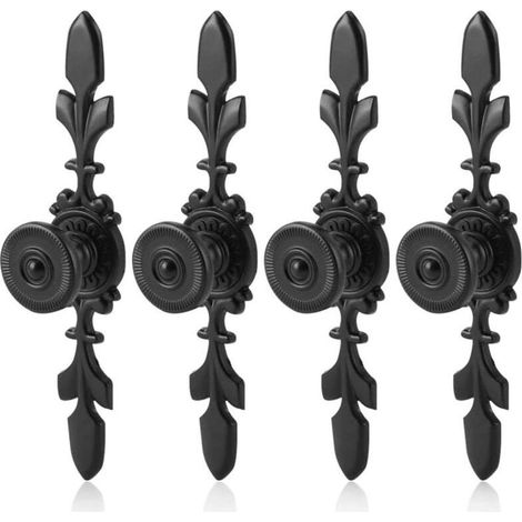 (Noir) Poignées d'armoire vintage en aluminium noir 4 pièces pour portes d'armoires modernes simples, tiroirs, poignées à un trou (1/4)