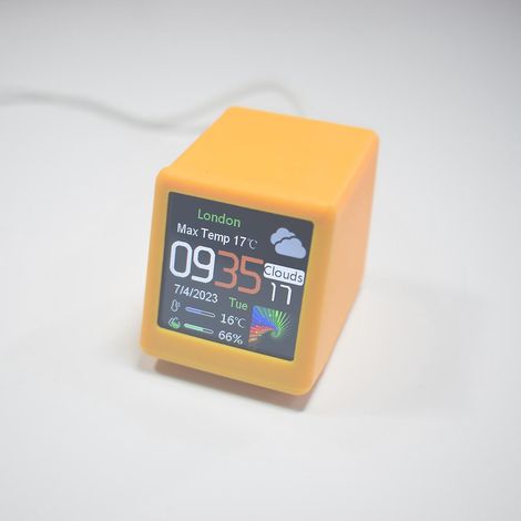 Farbiges OLED-Multifunktions-Informationsdisplay, WLAN-fähig, Smart-Desktop, DIY-Kreativuhr, Wetteranzeige, Stati-Gelb