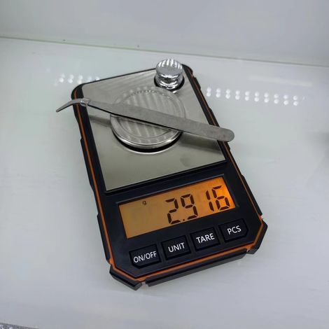 Balanza electrónica digital portátil de precisión profesional de bolsillo con capacidad de 0,001 g y peso de calibración de 50 g (0,001 g) - Naranja (1/5)