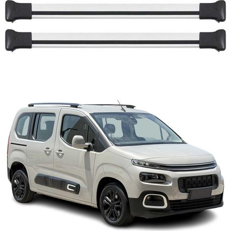 OMAC Barres de toit en aluminium pour Citroën Berlingo 2018-2026 – TÜV / DIN 75302:2019 – Charge max 75 kg – 2 barres Argent (1/4)
