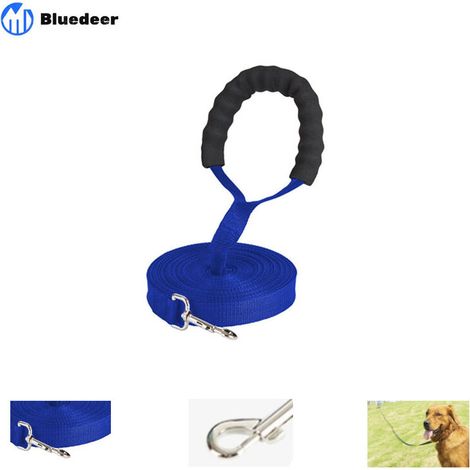 Laisse de Dressage pour Chien Longe de Chien Sangle Laisse Longue avec Poignée Rembourrée Pour Chiens de Petites à Grandes Taille -10M, Noir (1/4)