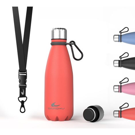 Daikoku, Bottiglia Termica in Acciaio Inossidabile  Doppia Parete Isolante  100% Antifuga  Sicura e Salutare, Free BPA  Multifunzionale, Sport Ideale thermo Acciaio Inossidabile, Corallo, 350 ML