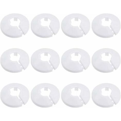 12 Stück Rohrabdeckung, Sanitärrohrabdeckung, Heizkörperschelle, Heizkörperhülse für Rohr, runde Rosette, weiß, Durchmesser 15 mm (Weiß) (1/5)