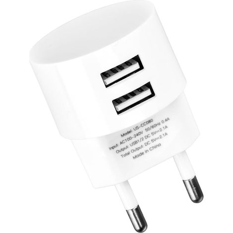Double Prise USB-A 5V 2,1A Charge Rapide Adaptateur Secteur USB pour Prises et Tambours de Câbles Design Compact et Plat Bloc USBA pour Smartphones Tablettes et Appareils Espaces Restreints (1/5)