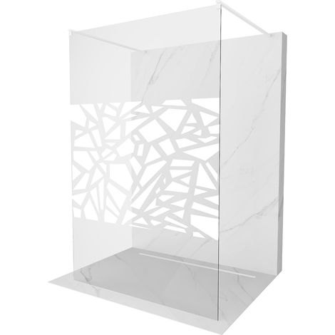 Mexen Kioto freistehende Duschwand 130 x 200 cm, Transparent/Weißes Design 8 mm, Weiß - 800-130-002-