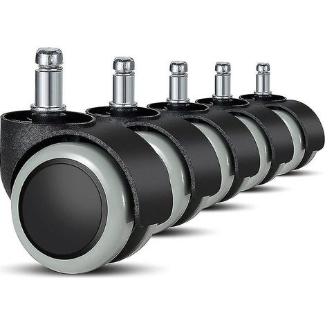Roulettes de rechange pour chaises de bureau à sols durs - Lot de 5 - 11 mm / 22 mm - Pour chaises gaming, chaises pivotantes, etc. (1/5)