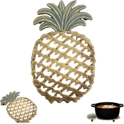 Dessous de plat en fonte en forme d'ananas (25 cm) - Dessous de plat décoratif en fonte en forme d'ananas, décoration intérieure (1/5)