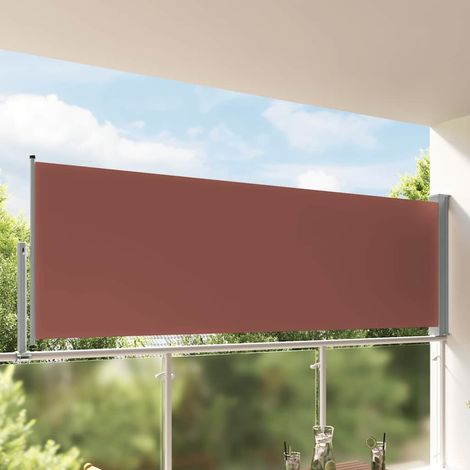 Store Latéral Rétractable Brise-Vue pour Balcon et Terrasse Polyester Marron 120x300 cm - PANGIVO (1/5)