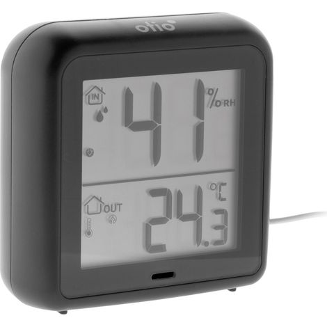 Thermomètre hygromètre Noir à sonde filaire et capteur de précision - Otio