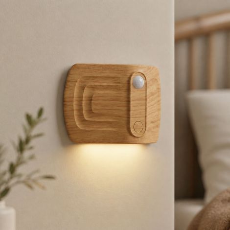 Veilleuse LED à Détection de Mouvement et Lumière, 3 Couleurs, Design Ultra-fin 50mm, Base Magnétique sans Fil pour Couloir et Chambre (1/5)