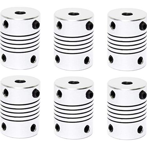 6 Stück flexible Kupplungen, Wellenkupplung, Wellenkupplung, flexible Kupplung, 5 mm bis 8 mm, für 3D-Druckermaschine, Schrittmotor, Digitaldruckermaschine (1/5)