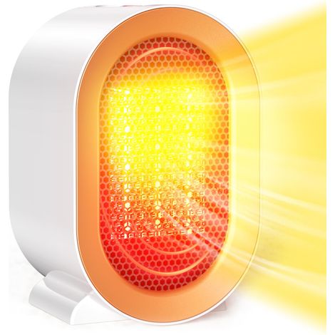 Chauffage d'appoint, 1200W Chauffage Soufflant en Céramique PTC, Petit Portable, 2 Niveaux de Puissance, Protection Anti-Surchauffe et Anti-basculement, Idéal pour la Maison et le Bureau Blanc