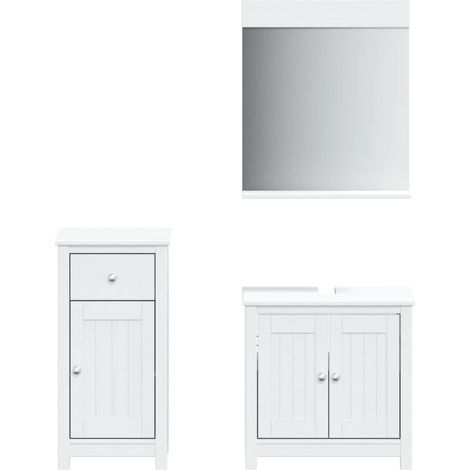 Meubles de salle de bain 3 pcs BERG blanc bois de pin massif (1/5)
