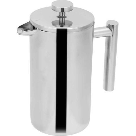 Cafetière à Piston Inox 350ml Double Paroi Isolation Thermique Filtre Triple Acier 304 Argent (1/5)