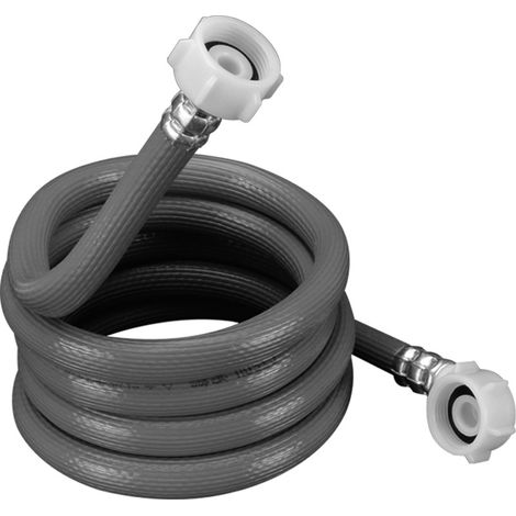 Tuyau d'arrivée d'eau froide gris de 2,5 m, tuyau universel pour lave-vaisselle et lave-linge, raccord droit/coudé 3/4" 90°.