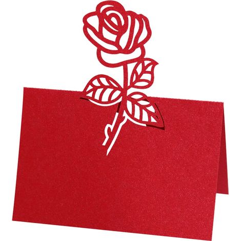 Marque Place 50 Pièces Porte Nom Table 12 9cm Creux Rose Fleur Carte Nom Table Nom D'Invité Porte Nom Table Baptême Cartons Placement Carte pour Mariage Fête Anniversaire Noel Rouge (1/5)