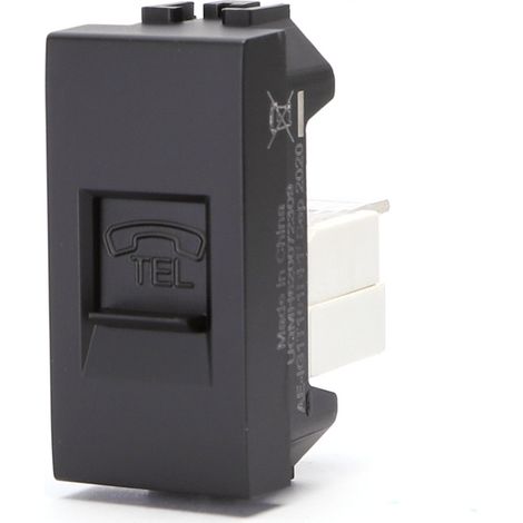 Presa Telefonica RJ11 nera compatibile anche con BTicino Livinglight