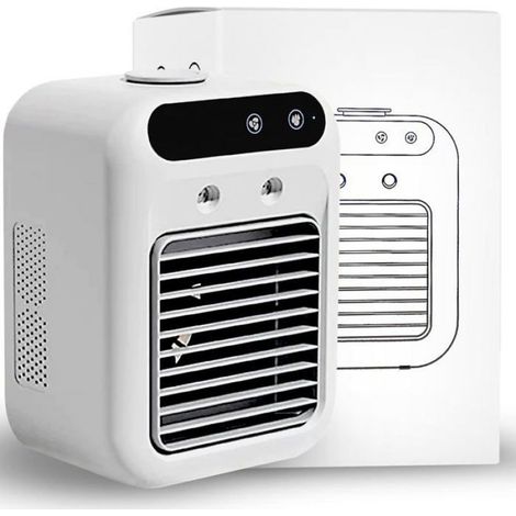 Mini-Klimagerät, tragbar, 25 W, zwei Sprühstufen, 2 Gebläsestufen, 500-ml-Wassertank – KZQ (1/4)