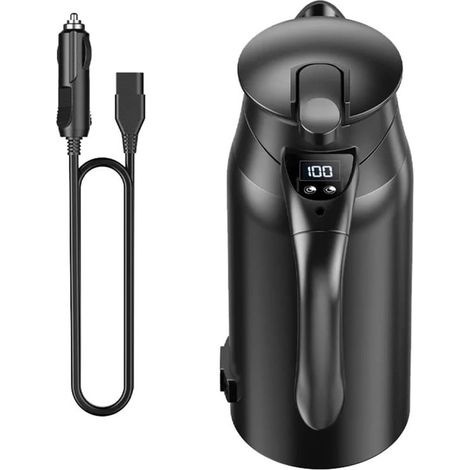Bollitore per auto KZQ 12V/24V, bollitore portatile in acciaio inox con display LED della temperatura, capacità 800 ml, doppia parete in acciaio inox 30 (1/5)