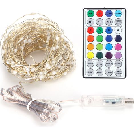 Guirlande lumineuse à 200led, 16 couleurs, fil de cuivre, lampe de décoration RGB, télécommande IR, synchronisation, étanche, 20m/65,6 pieds (1/5)
