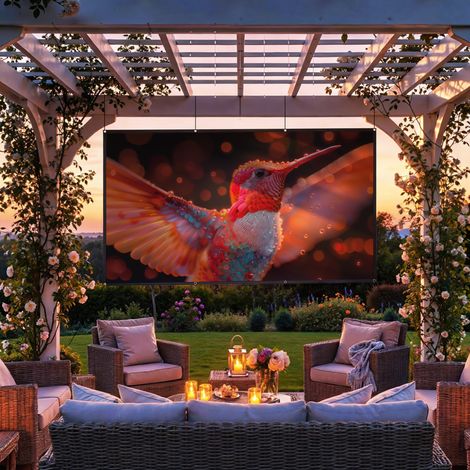 120-Zoll-Leinwand, manuell bearbeitbar, 16:9-Format, HD 4K/8K, für Innen- und Außenbereich, Weiß