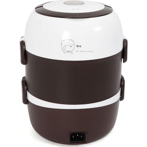 2L Boîte à Lunch Électrique Boîte de Nourriture Portable Boite Chauffante Repas Cuiseur à Riz à Vapeur 3 Couches 220V Pot Intérieur en Acier Inoxydable (1/5)