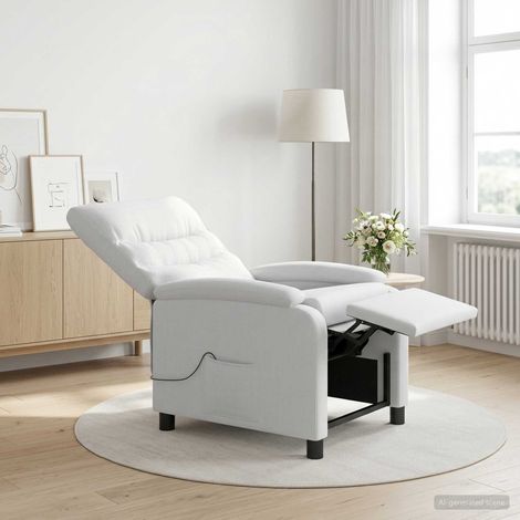 vidaXL Silla de masajes reclinable Blanco Tela (1/5)