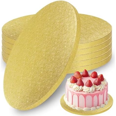 Lot de 5 Support Gateau Rond,12 mm Cake Board, 30 cm Plateau Gâteau Rond, réutilisables, idéales pour la maison, les pâtisseries, les mariages et les fêtes (doré) (1/5)