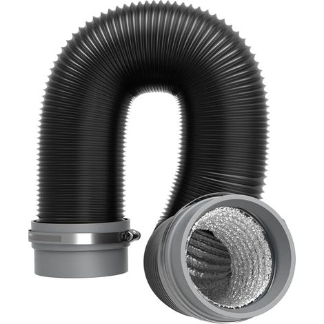 Tuyau d’évacuation d’air 75 mm 5 m raccord souple, gaine de ventilation flexible 4 couches PVC aluminium 2 colliers, pliable et découpable, ventilation et air chaud (1/5)