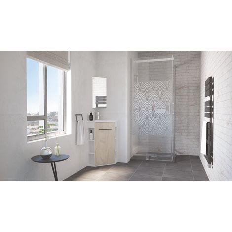 ONDEE - Mueble escritorio NOVA - versión esquinera - melamina - Suministrado en kit - espejo - blanco (1/4)