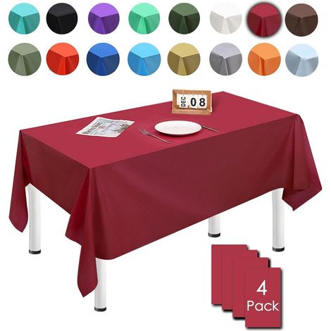 4x Nappe jetable 137x274cm Bordeaux Imperméable pour fêtes