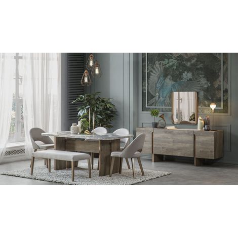 Comedor completo LUZZI con 2 sillas y 1 banco madera (1/5)