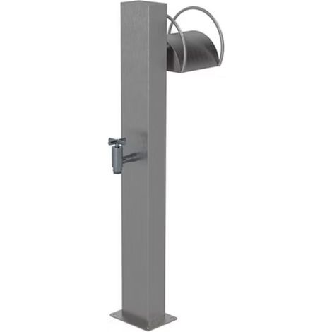 Wasserzapfsäule 120x80 Kaltwasser Edelstahl V2A mit Schlauchhalter (1/5)