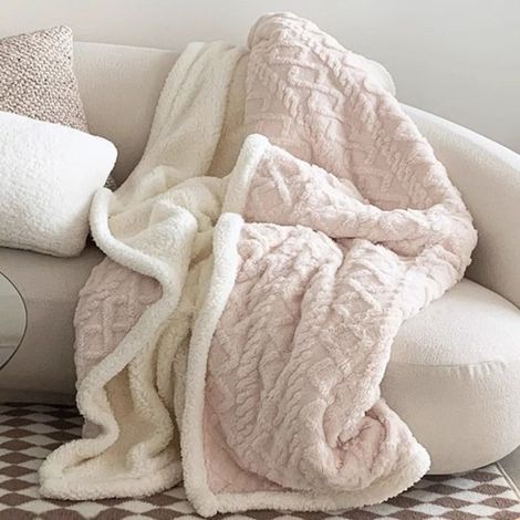1 pièce Couverture hiver polaire agneau, douce et épaisse, plaid chaud pour lit canapé sieste, rose 100 × 150 cm