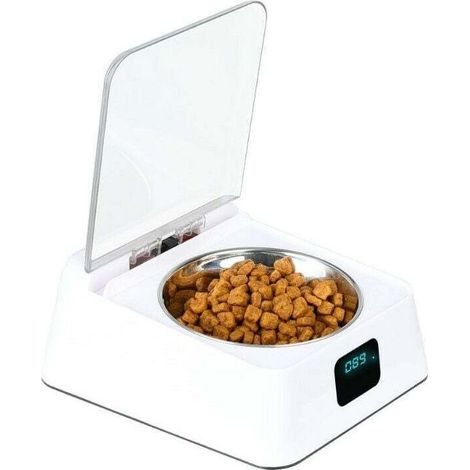 Ciotola per animali domestici con sensore a infrarossi da 330 ml. In acciaio inossidabile. Coperchio con apertura/chiusura automatica. Con cavo di ricarica USB. Periodo di riposo di 3-5 minuti. Adatta (1/3)
