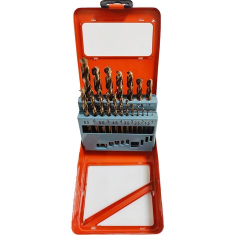 Set de forets hélicoïdaux M35 19 pièces, 1-10 mm HSS Co DIN 338 – Forets pour métal et inox, adapté à l'acier inoxydable, acier, fonte, aluminium – Coffret métallique (1/5)