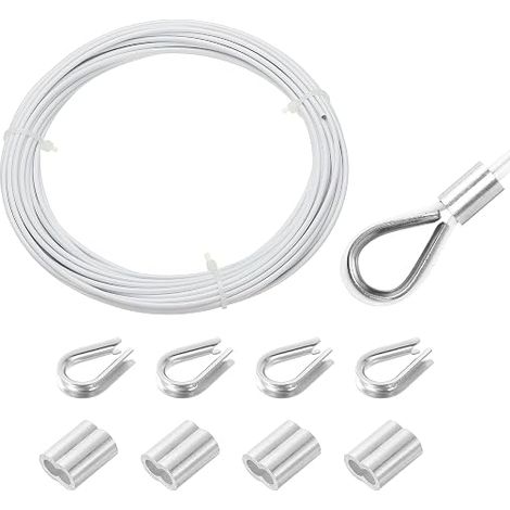 10 m 304 Stainless Steel Cable 2 mm Vinyl Coated White (1/5)